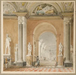 Der alte Saal des Apollon von Belvedere im Louvre