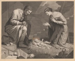 Maria und Josef in Anbetung vor dem Christuskind
