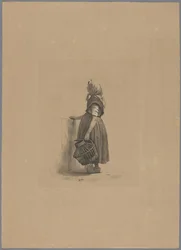 Stehendes Mädchen mit Geflügelkorb
