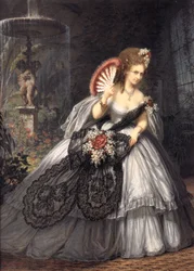 Italienische Virginia Oldoini, Gräfin von Castiglione, genannt Ritrosetta, Foto von Pierre-Louis Pierson mit Gouache von Aquilin Schad, 1864