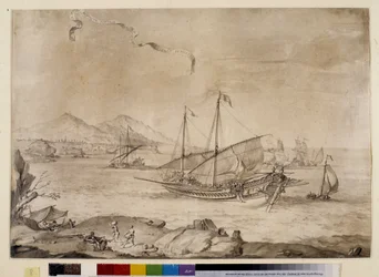 Schiffe im Hafen von Marseille - mit der Kartusche