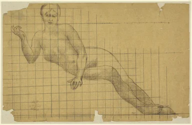 Liegender weiblicher Akt, spiegelverkehrte Studie für eine Figur im Halbkreis der Sorbonne: Literatur, Wissenschaft und Kunst, Sorbonne, Paris