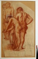 Studie von 4 Figuren für „Ruhe“. Zeichnung von Pierre de Puvis De Chavannes (1824-1898)