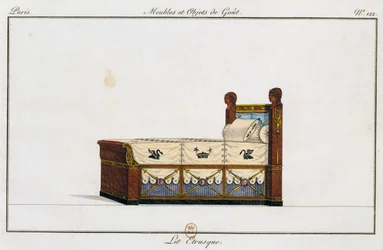 Etruskisches Bett, Tafel 122, Illustration aus Collection de meubles et objects de gout