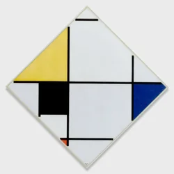 Rautenkomposition mit Gelb, Schwarz, Blau, Rot und Grau, 1921.