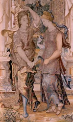 Flämischer Wandteppich. Serie Vertumnus und Pomona. Vertumnus offenbart Pomona seine Identität. Achter Wandteppich der Serie. Modell Kreis von Pieter Coecke van Aelst. Herstellung Wilhelm Pannemaker, Brüssel. Ca 1545-1550