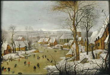 Winterlandschaft mit einer Vogelfalle und die Flucht nach Ägypten, 1622