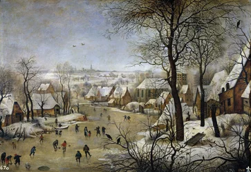 Winterlandschaft mit einer Vogelfalle