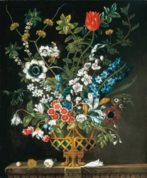 Februar, aus Die zwölf Monate der Blumen, ein Blumenkalender von Stillleben