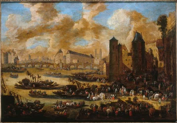 Le Pont-Neuf, die Île de la Cité, der Turm und das Tor von Nesle, um 1650