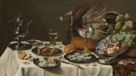 Stillleben mit Truthahnpastete. 1627