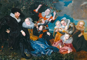 Paulus van Beresteyn und seine Frau Catarina Both van der Eem mit ihren sechs Kindern und zwei Dienerinnen