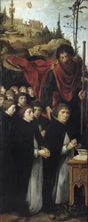 Der Apostel Jakobus der Ältere mit Predigern, rechtes Panel des Jüngsten Gerichts Triptychons