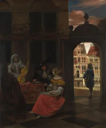 Musikalische Gesellschaft in einem Hof, 1677