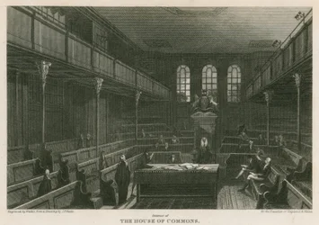 Innenraum des House of Commons, Westminster, London
