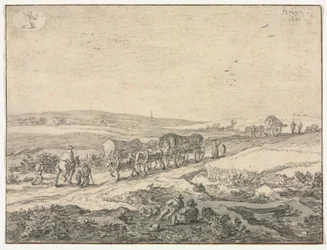 August: Landschaft mit Wagen