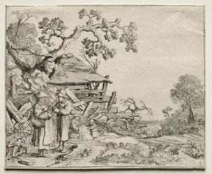 Landschaft mit zwei Bauern im Gespräch