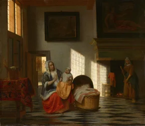 Interieur mit Mutter und Kind, „Mutterfreude“