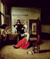 Frau trinkt mit Soldaten, 1658