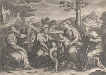 Die Heilige Familie rechts, mit dem kleinen Johannes dem Täufer, Elisabeth, Zacharias, 1631-37