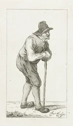 Mann, der auf einen Stock lehnt