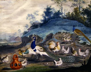 Exotische Vögel in einer malerischen Landschaft