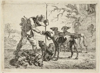 Jäger mit sieben Hunden
