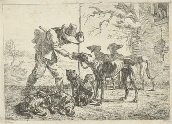 Jäger mit sieben Hunden