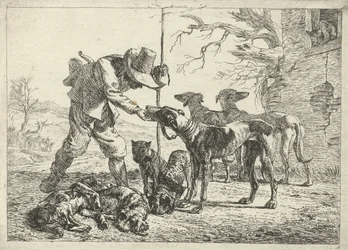 Jäger mit sieben Hunden