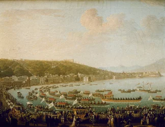 Die Abreise von Karl III. von Spanien aus der Bucht von Neapel (Italien)