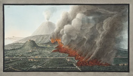 Ansicht eines Ausbruchs des Vesuvs, der am 23. Dezember 1760 begann und am 5. Januar 1761 endete, Tafel 12 aus 