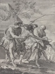 Moses verteidigt die Töchter Jethros, 1732-50