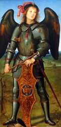 Detail (Die Jungfrau und das Kind mit einem Engel, der Erzengel Raphael mit Tobias und der Erzengel Michael)