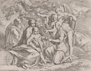 Die Heilige Familie von Engeln gespeist, ca. 1642-44