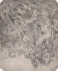 Der Garten der Venus, Probedruck der oberen linken Ecke, ca. 1631-37