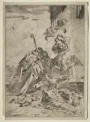 Drei Luccheische Heilige, die bei der Jungfrau für die Opfer der Pest Fürsprache einlegen
