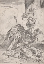 Drei Lucchezer Heilige, die bei der Jungfrau für die Opfer der Pest Fürsprache einlegen, ca. 1630-31