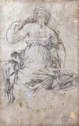 Weibliche Figur, Studie für das Silberzeitalter-Fresko