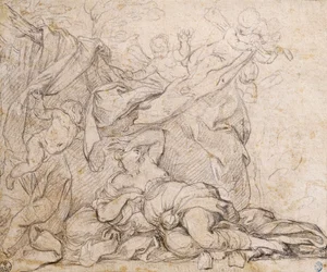 Venus, Studie für Triumph der göttlichen Vorsehung, Fresko an der Decke im Saal des Palazzo Barberini, Rom