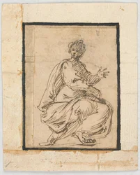 Skizzenbuchseite: Allegorische Figur