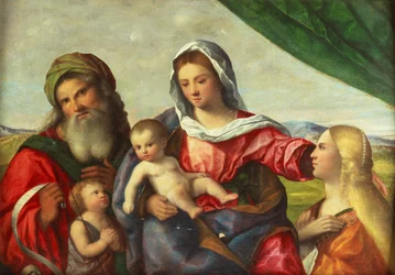 Die Madonna mit dem Kind, dem jungen Johannes dem Täufer, der hl. Katharina und Zacharias in einer Landschaft