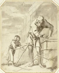 Heiliger Josef mit dem Jesuskind in seiner Werkstatt