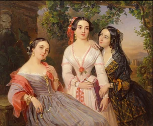 Porträt der Schwestern Gräfin Elizaveta Salias De Tournemire, Sophia Sukhovo-Kobylina und Eudokia Petrovo-Solovovo, 1847