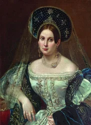 Porträt einer Frau im russischen Hofkleid, ca. 1835