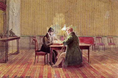 Adam Bernard Mickiewicz (1798-1855) spielt Schach mit einem Freund, 1830