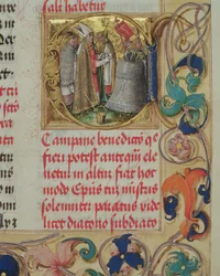 Segnung einer Glocke durch einen Bischof aus dem Pontifikale von Bischof Erasmus Ciolek, ca. 1510