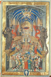 Inthronisierung des Königs von Polen aus dem Pontifikale des Bischofs Erasmus Ciołek, um 1510