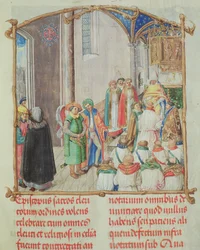 Priesterweihe aus dem Pontifikale des Bischofs Erasmus Ciołek, um 1510