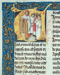 Weihe von Seminaristen zu Priestern aus dem Pontifikale des Bischofs Erasmus Ciołek, um 1510