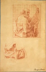Studie für den heiligen Bartholomäus und Draperie
